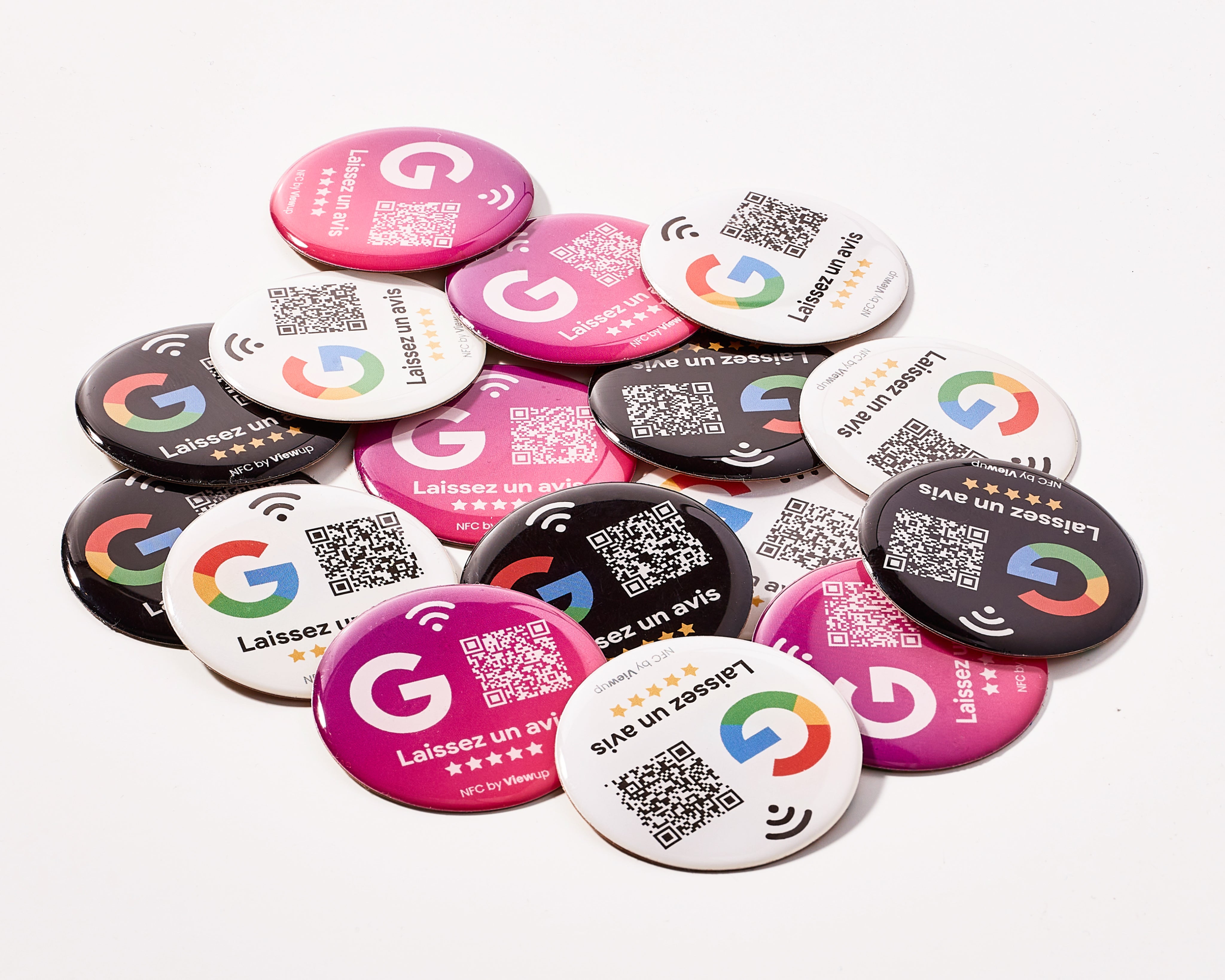 Badges Avis Google autocollants NFC connectés - avis Google Viewup
