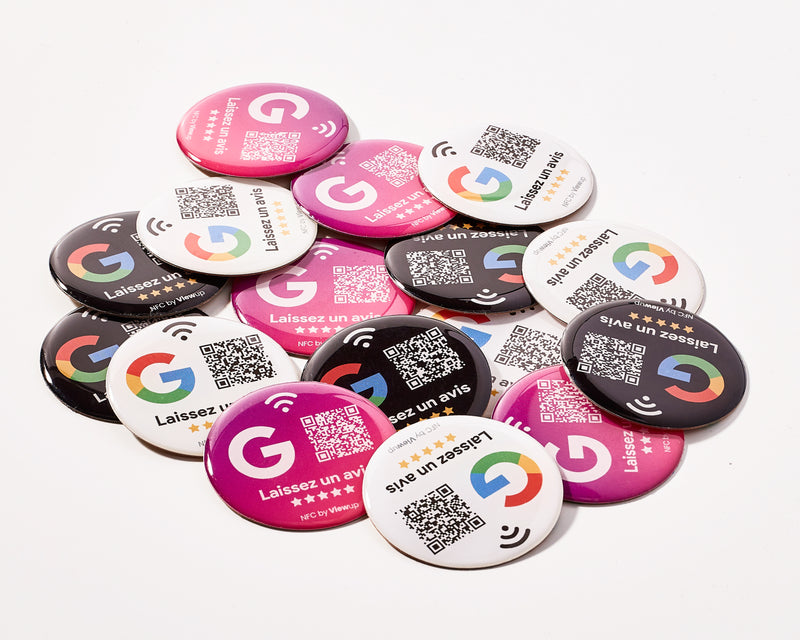Badges Avis Google autocollants NFC connectés - avis Google Viewup