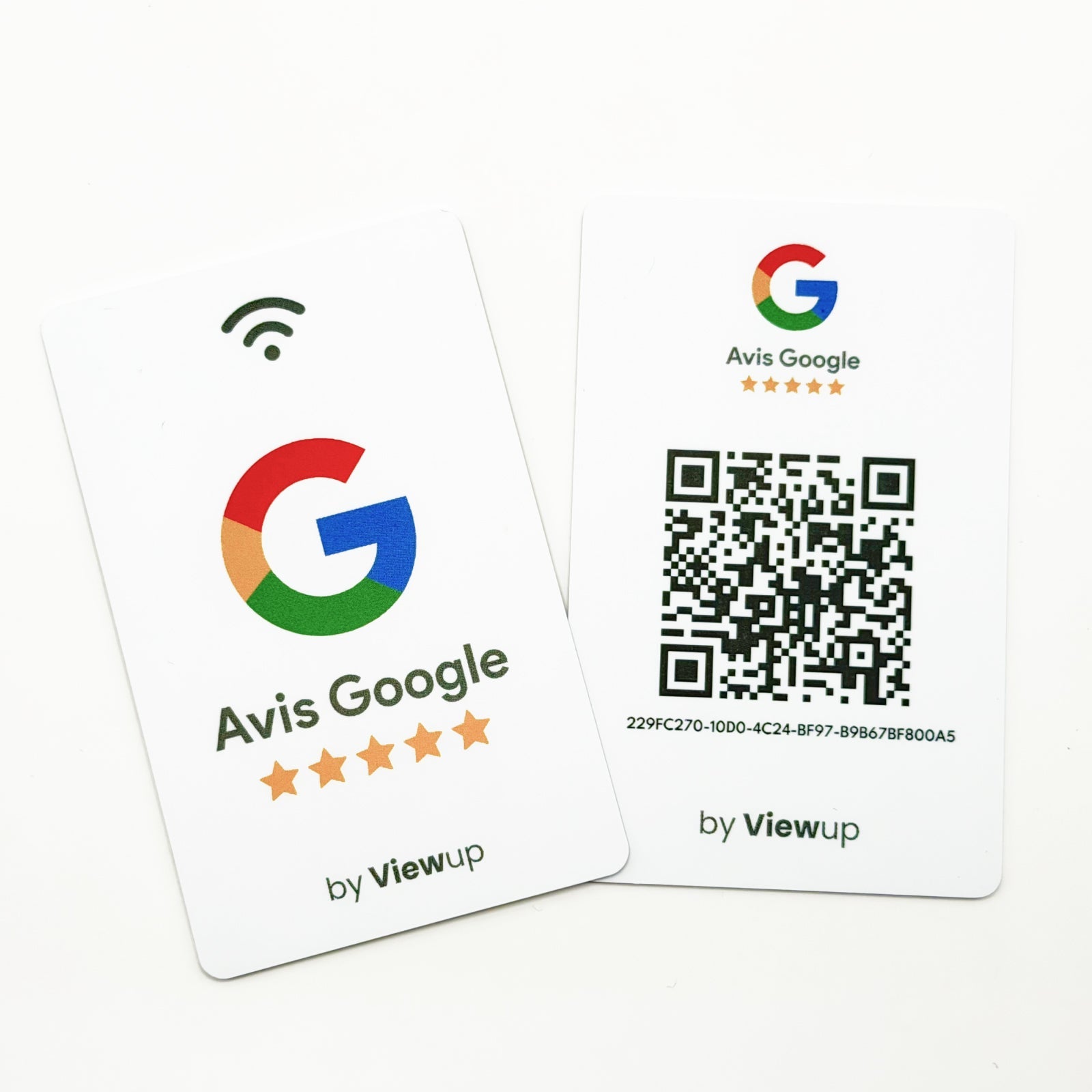 Carte Avis Google NFC connectée avec QR code Viewup