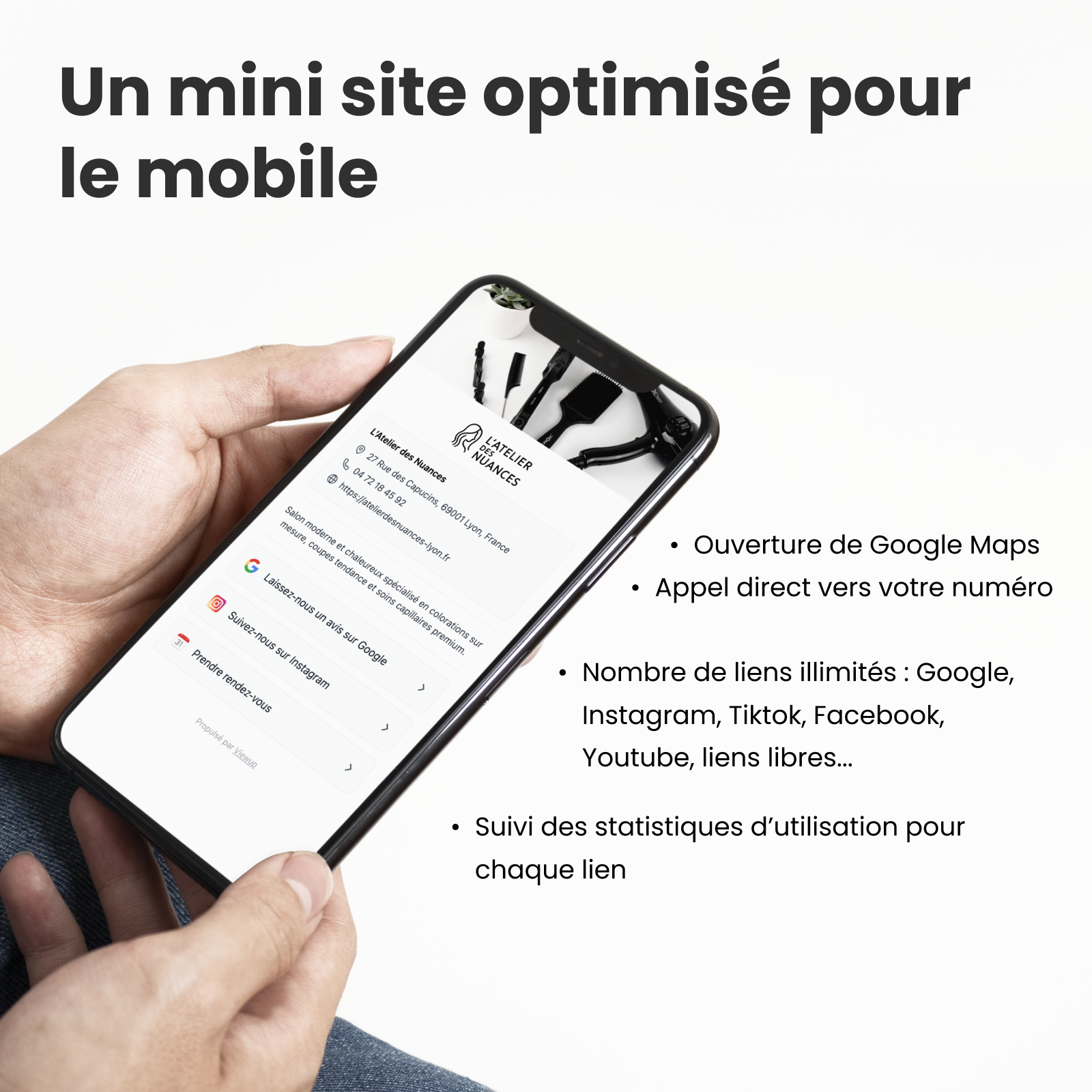 Carte NFC multi-liens Viewup Connect avec mini site Viewup