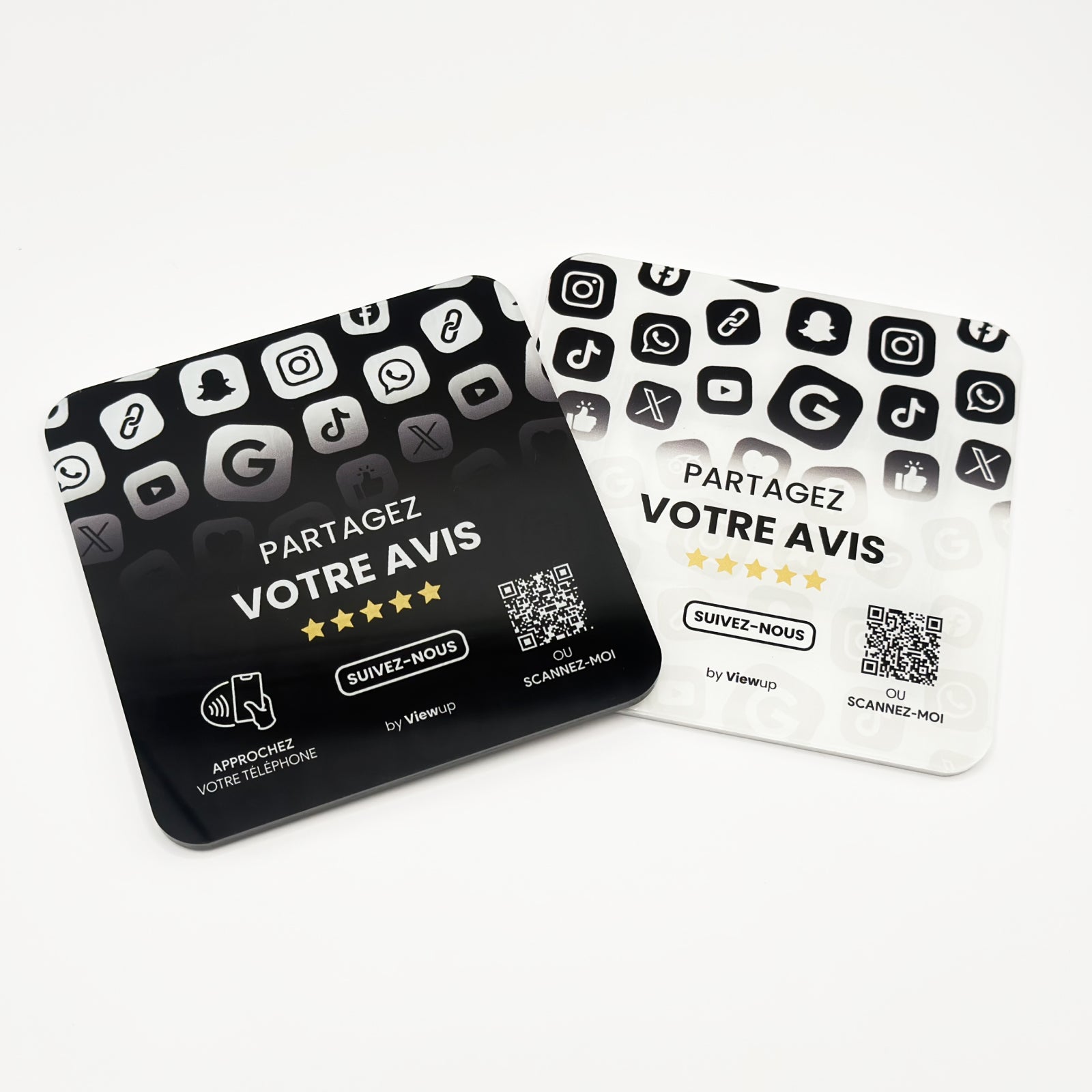 Plaque NFC multi-liens Viewup Connect avec mini site Viewup