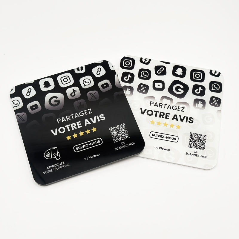 Plaque NFC multi-liens Viewup Connect avec mini site Viewup