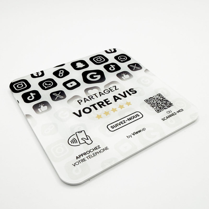 Plaque NFC multi-liens Viewup Connect avec mini site Viewup