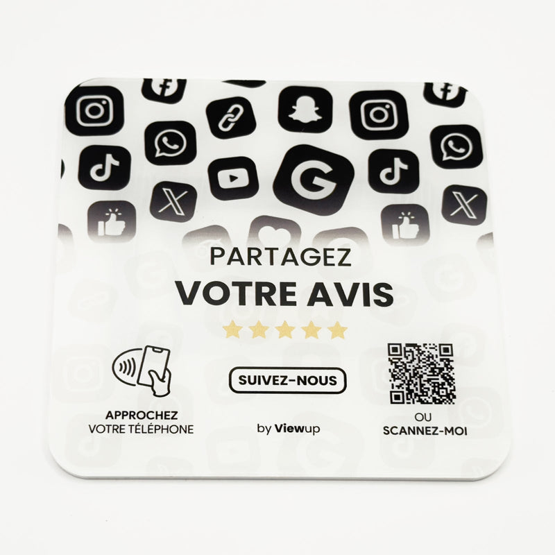 Plaque NFC multi-liens Viewup Connect avec mini site Viewup