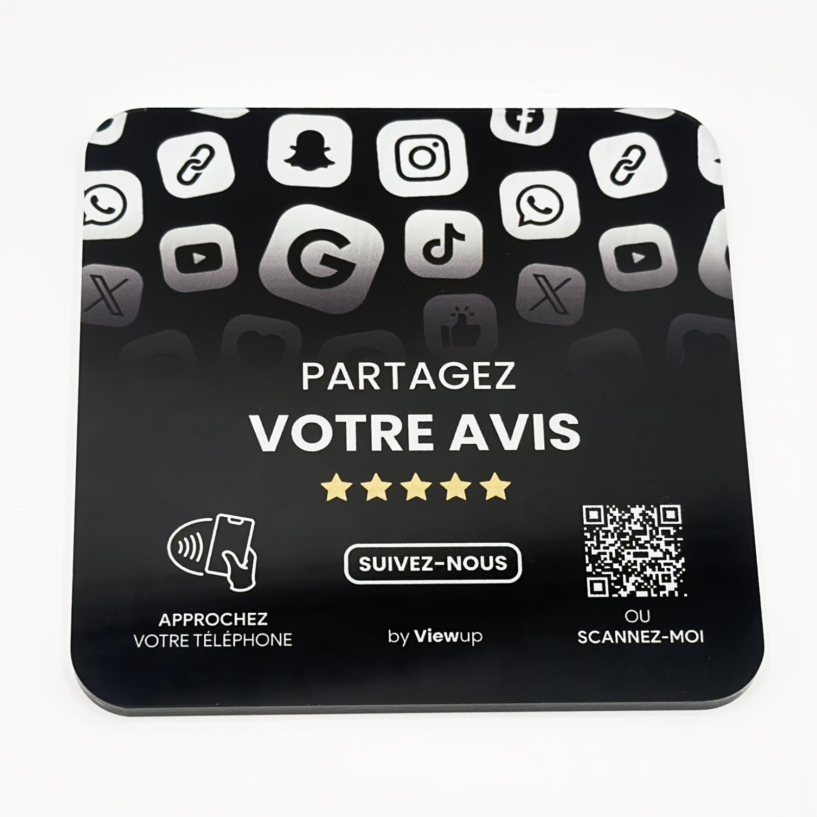 Plaque NFC multi-liens Viewup Connect avec mini site Viewup
