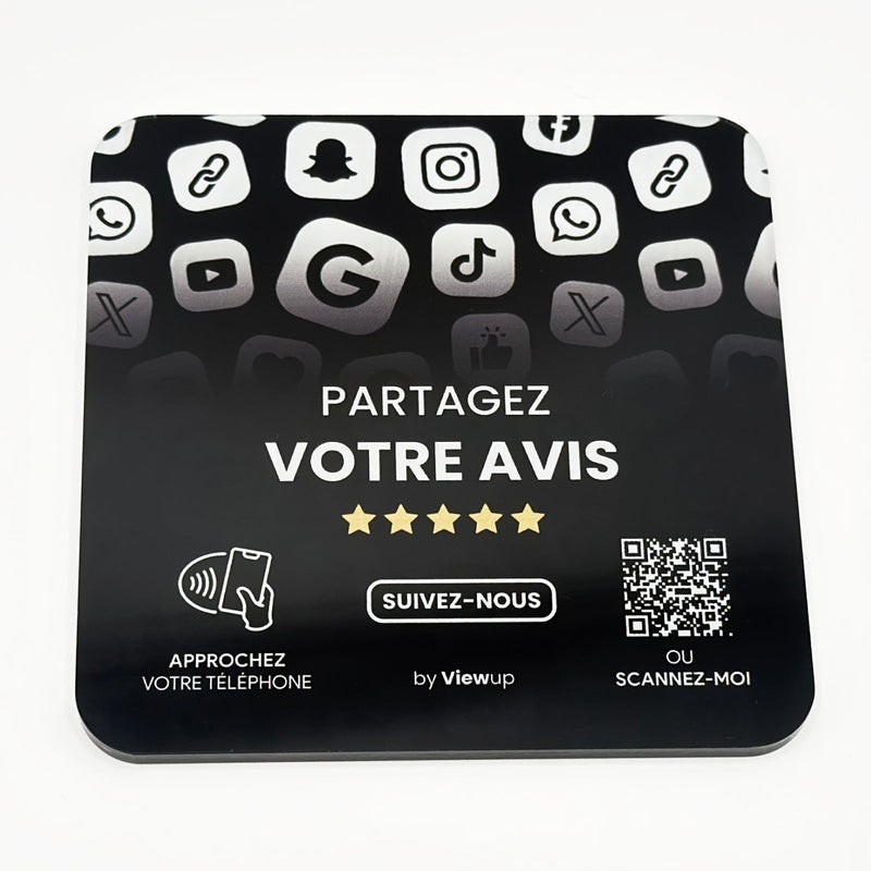 Plaque NFC multi-liens Viewup Connect avec mini site Viewup