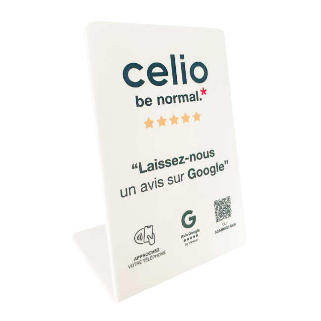 Chevalet Avis Google NFC connecté - Celio Viewup