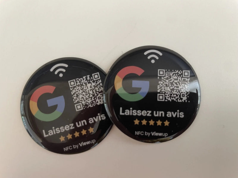 Badges autocollants NFC connectés - avis Google Viewup
